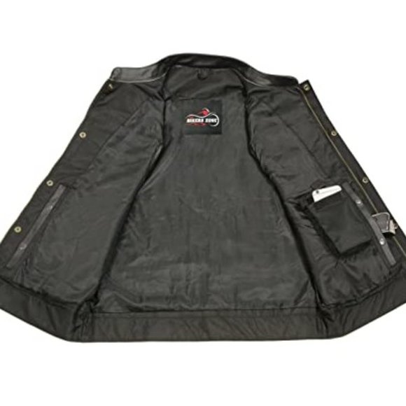 NWT SOA Mens Leather Club Style Vest With Gun Pocket Size 3XL Black $130 GG183 - Picture 5 of 5